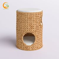 Nouveau 2024 – Cage pour animaux de compagnie 3 niveaux en carton classique vietnamien, étanche, écologique, avec corde, lit pour chat, coloris beige/crème, amovible – En stock
