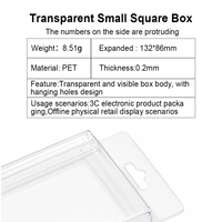Caja de Plástico PET Transparente para Joyería, Accesorios Pequeños, Empaque Cuadrado Pequeño con Colgador, Caja Transparente Visible de Tamaño Ampliado