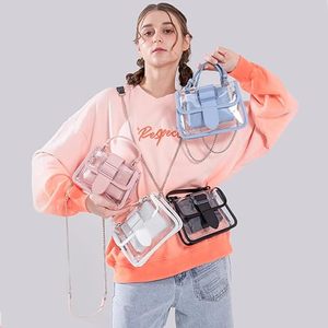 Unisex Clear <b>Purses</b> 2pcs Crossbody Transparent Shoulder Bag for Stadium <b>Small</b> Tote Bag for Concerts Convenient <b>Small</b> Size - Product Image 1
