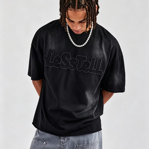LTD-MT1065 T-shirt avec broderie appliquée et effet délavé minéral, Solution Elite Maker Pro, Usine vérifiée, Grammage lourd 340G, Coupe ample - Product Image 1