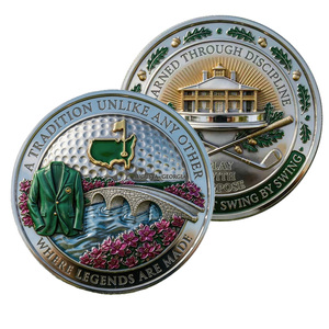 Pièce de monnaie commémorative Augusta Masters de Golf, artisanat métallique, ornement carte du parcours, souvenir pour les fans de golf, médaille ronde portable - Product Image 5