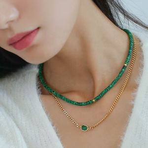 Collier bohème en pierre naturelle Turquoise 2x4mm, perles de carrelage, ras du cou, couple de vacances, collier, cadeau, bijoux, livraison directe - Product Image 6