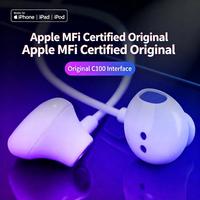 Écouteurs Stéréo Bass de Haute Qualité, Certifiés MFi, Légers, Filaire, Intra-auriculaires, avec Commande Intelligente Intégrée – Meilleures Ventes