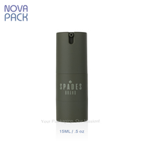 Flacon pompe sans air en plastique vert métallisé finition mate, cylindre 15ml 30ml 50ml 100ml, pot à crème sans air pour sérum
