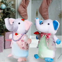 Cadeau de la Saint-Valentin, peluche éléphant, ornements créatifs, 30 cm, fibre de polyester, rose, bleu, lumineux, poupée décorative