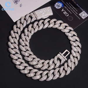 Collar de Cadena Cubana de Gran Tamaño con Engaste de Bisel Grueso de 20mm y Moissanita, Chapado en Rodio, Plata Sólida 925, Joyería Hiphop Iced Out - Product Image 3