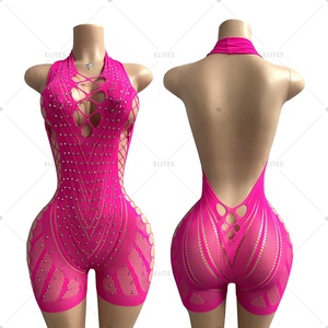 ELITES Vêtements de danse exotique en résille avec <span class=keywords><strong>strass</strong></span> Vêtements de scène en maille avec <span class=keywords><strong>strass</strong></span> Tenues de danse exotiques - Product Image 1