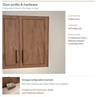 Meuble de cuisine en mélamine style Shaker, porte encadrée, aménagement en U, dimensions personnalisées, livraison en kit et rangement coulissant