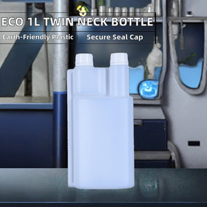 Bouteille en plastique HDPE écologique de 500 ml avec bouchon à vis anti-effraction, sérigraphiée, pour dosage et mesure, à double col - Product Image 2