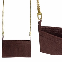Organisateur de sac à main en feutre avec logo personnalisé, insert avec chaîne en métal doré détachable, doublure intérieure multi-poches pour sac à main