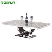Table basse italienne classique d'acier inoxydable d'or argenté de conception Table centrale moderne de dessus de marbre Offre Spéciale