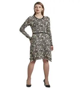 Miglior prezzo nuovi arrivi abito leopardato da donna a girocollo maniche lunghe da ufficio abiti Casual da donna sueter para mujer