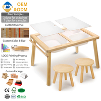 Table et chaises sensorielles pour enfants, en bois poli, de haute qualité, très demandées, avec rangement pour le jeu, l'étude et les repas