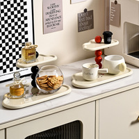 Organisateur de bureau double couche en plastique en forme de fleur pour salon et entrée - Étagère de rangement multifonctionnelle et plateau à accessoires pour clés