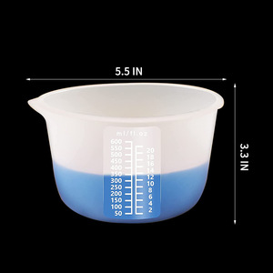 Juego de Tazas Medidoras de Silicona para Resina Epoxi, Antiadherentes, Lavables, Graduadas de 100ml, 250ml y 600ml, con Varilla Mezcladora Azul - Product Image 5