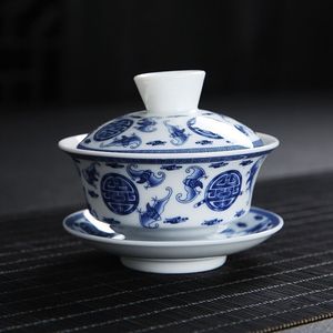 Service à thé en porcelaine de Chine Tasse à thé en céramique bleue et blanche <span class=keywords><strong>Gaiwan</strong></span> - Product Image 3
