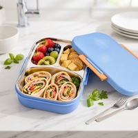 Boîte à lunch pour enfants Aohea sans BPA avec couvercle en PP, grande capacité, 3 compartiments, étanche, pour les étudiants