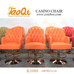 K1080 chaise <span class=keywords><strong>de</strong></span> Casino en cuir PU <span class=keywords><strong>de</strong></span> haute qualité, siège <span class=keywords><strong>de</strong></span> Bar en métal chromé OEM, réglable et pivotant - Product Image 3