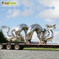 Sculpture de dragon extérieur en acier inoxydable de grande taille d'art public extérieur