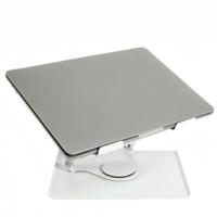 Support métallique pliable portable avec deux grands ventilateurs, support en acier réglable en hauteur, rotation à 360 degrés pour ordinateurs portables de 10 à 15,6 pouces