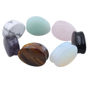 Pietra per amazzonite da <span class=keywords><strong>ragazzo</strong></span> piccola forma ovale foro grande orecchio allungamento lobo perno di misurazione tunnel grande piercing <span class=keywords><strong>orecchino</strong></span> lady trend gioielli - Product Image 4