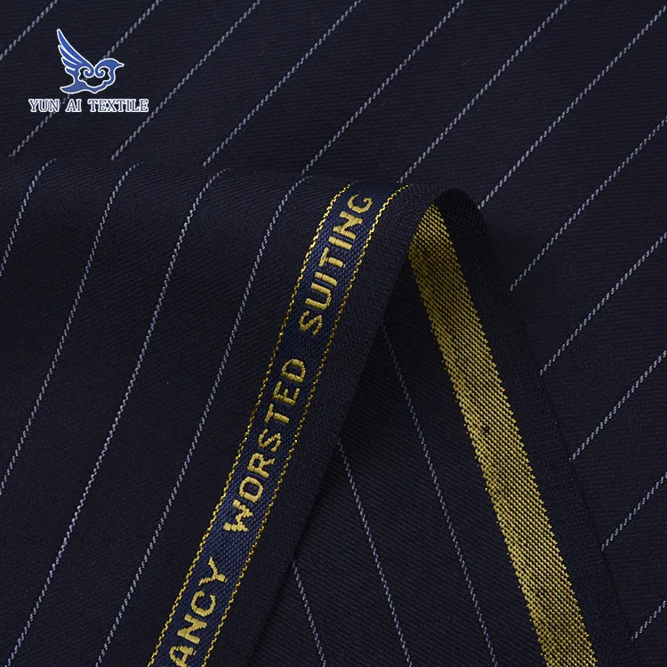 Yarn dyed stripes wool polyester blended fancy fabric for mens suit coat