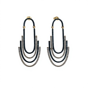 Pendientes de plata de ley 925 con diamantes redondos naturales blancos y azules, pendientes de araña para mujer, 4,38 ct, joyería moderna para fiesta - Product Image 1