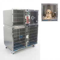 Zware roestvrijstalen zuurstoftherapiekooi voor huisdieren, dierenkliniek, dierenziekenhuis, honden- en kattenverblijf met stopcontacten