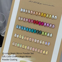 UOMEEI - Polvo Mágico para Uñas con Efecto Espejo, 35 Colores, Ultrafino, Alto Brillo, Efecto Cromo Acrílico, Decoración de Uñas