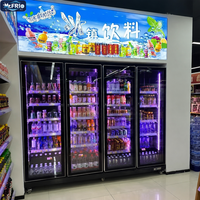 Réfrigérateur à boissons à porte vitrée haute visibilité, refroidissement par air sans givre pour supermarché