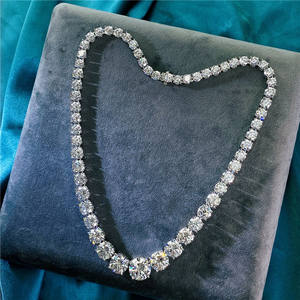 लैब डायमंड नेकलेस 14k सफेद सोने की शादी की चेन हार महिला दुल्हन के लिए हार - Product Image 3