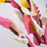 Peintures au diamant 100% laine naturelle en feutre, motif arbre fleuri, écologiques, faites à la main, pour intérieur, couleurs pastel, nouveau style classique/postmoderne