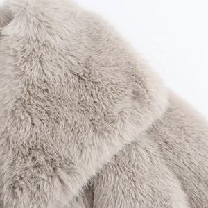 Abrigo de piel sintética de zorro de invierno cálido con cuello vuelto informal teñido liso tejido ecológico para mujer Boying - Product Image 4