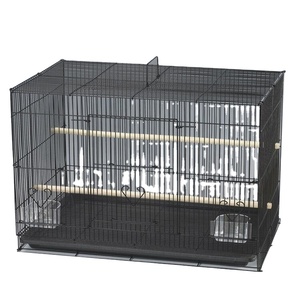 Livraison Gratuite - Cage à Oiseaux Pliable en Acier Inoxydable pour Éleveuse de Perruches et Ara, Grande Taille 76x45x46cm, 1 Pièce, Design Moderne Noir Personnalisé - Product Image 6