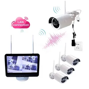 CCTV sistemi 8CH Video gözetim kamera Wifi NVR kablosuz kiti seti 1080P tak ve çalıştır 4 ch NVR kiti 12.5 inç LCD monitör