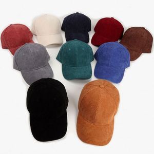 Trendy 100% Cotton Corduroy Casual Baseball Cap Adjustable Buckle Strap Embroidered Curved Brim 6 Panel <b>Hat</b> Promotion Gift - Product Image 1