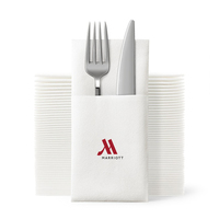 Serviette de table jetable en tissu non tissé biodégradable, effet lin, avec logo personnalisé, pour hôtel