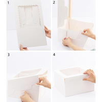 Carton à gâteau en carton blanc biodégradable et écologique, à montage facile en 4 étapes, avec fenêtre de visualisation pour fraises, vente en gros