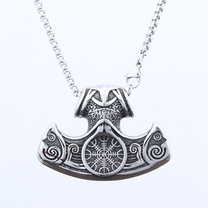 Pendentif Marteau de Thor en Acier Inoxydable Série <span class=keywords><strong>Viking</strong></span> Personnalisé Tendance Transfrontalier, Chaîne en Bambou Vintage Nordique - Product Image 5