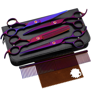 7 Inch Pet Dog Grooming Scissors Stainless Steel Curved Sharp <b>Edge</b> <b>Rubber</b> Handle Foldable Right Handed Groomer Trimming Shears - Product Image 2