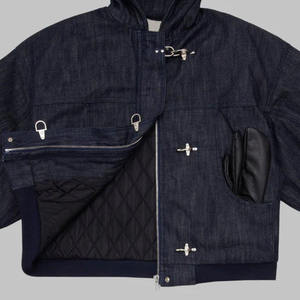 Chaquetas Vaqueras de Mezclilla para <span class=keywords><strong>Hombre</strong></span>, Estilo Bombero, con Capucha, Cierre de Botones, Diseño Cuadrado, Desgastado, Vintage, Japonés, Fabricantes - Product Image 5