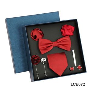 Set Formale 8 Pezzi <span class=keywords><strong>con</strong></span> Papillon per Sposo, Accessori Completi, Motivo Paisley Rosso, Regalo Formale per Serata di Gala, <span class=keywords><strong>Smoking</strong></span> - Product Image 2