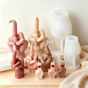 3D Unregelmäßige Gesten-Silikonform für Kerzen, Herz-Daumen-Hoch/Friedenszeichen, Harz-Seifenform, Bastelmalerei, Gips, Lustiges DIY - Product Image 1