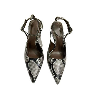 Women's Snake Pattern Color-Matched <b>Open</b>-<b>Back</b> Sandals with Thin High Heels - Trendy One-Strap Slip-On <b>Shoes</b> Ladies - Product Image 2