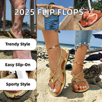 Sandales plates à enfiler en PVC tendance mode dorée, décontractées, luxueuses, plage, sangle élastique tressée pour femmes