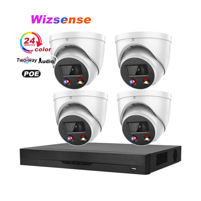 Home Use Indoor/Outdoor 5MP 8MP Camera Surveillance POE 4CH NVR Color Night Vision Two-Way Audio Smart CCTV System Cloud Storage