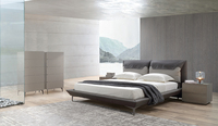 Lit minimaliste italien, lit en cuir et tissu de luxe léger, lit double moderne et simple pour chambre principale