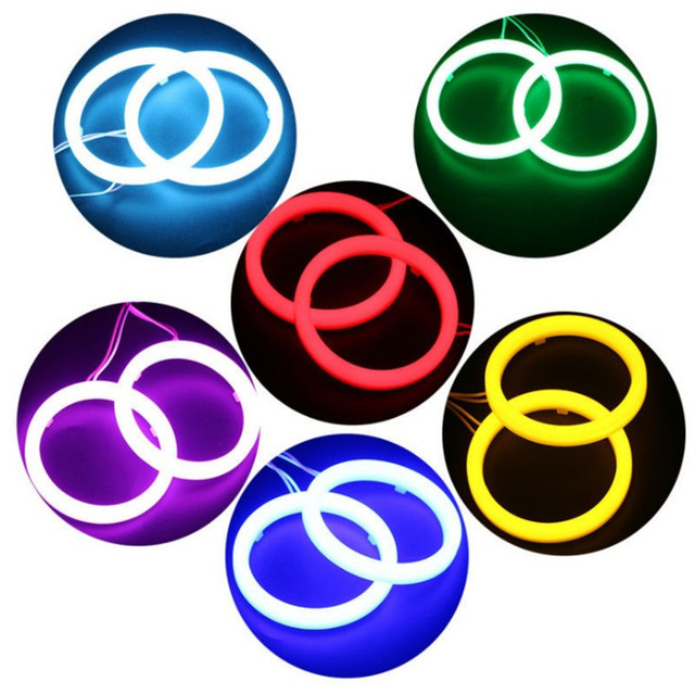 New ZHIXIN Cotton LED Angel Eyes RGB Rings 60-120mm Auto Lighting System 12V Universal Fitment COB Headlight Ring