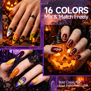<span class=keywords><strong>Kit</strong></span> de vernis gel couleur unie sur le thème d'Halloween RONIKI, 16 teintes, longue tenue, <span class=keywords><strong>semi</strong></span>-<span class=keywords><strong>permanent</strong></span>, logo personnalisé, fournitures de <span class=keywords><strong>manucure</strong></span> - Product Image 2