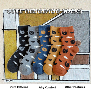 Calcetines de Algodón con Estampado de Animales para Mujer, Calcetines de Punto Transpirables para Primavera e Invierno, Venta al Por Mayor - Product Image 3